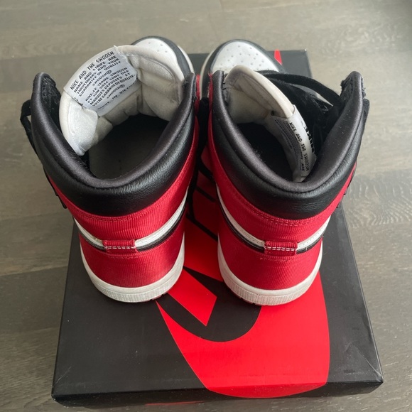 Satin Red and Black Air Jordan 1’s - Picture 4 of 5